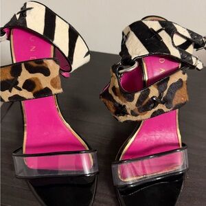 DUNDAS Animal Print Heels with Pink Insole